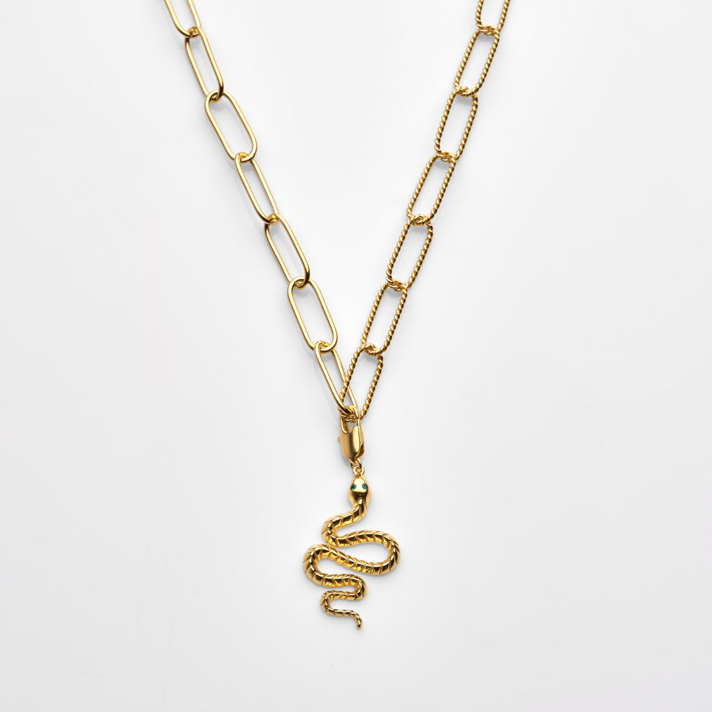 Snake Clip-On Charm And Twisted Paperclip Chain Set